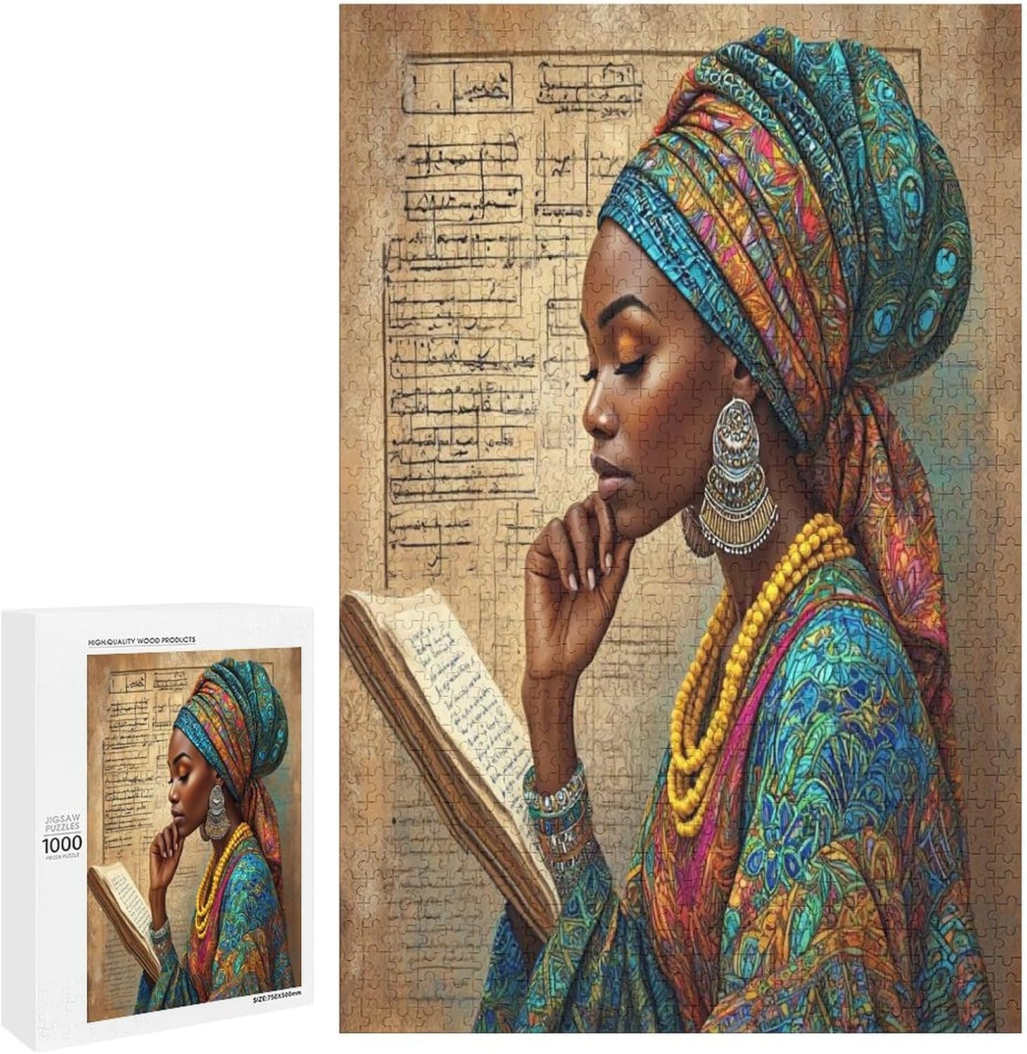 African American Wooden Puzzle 1000 Pieces Jigsaw Puzzles for Adults Puzzle Educational Toys Challenging Fun Games Gifts for Elders Kids Family and Friends