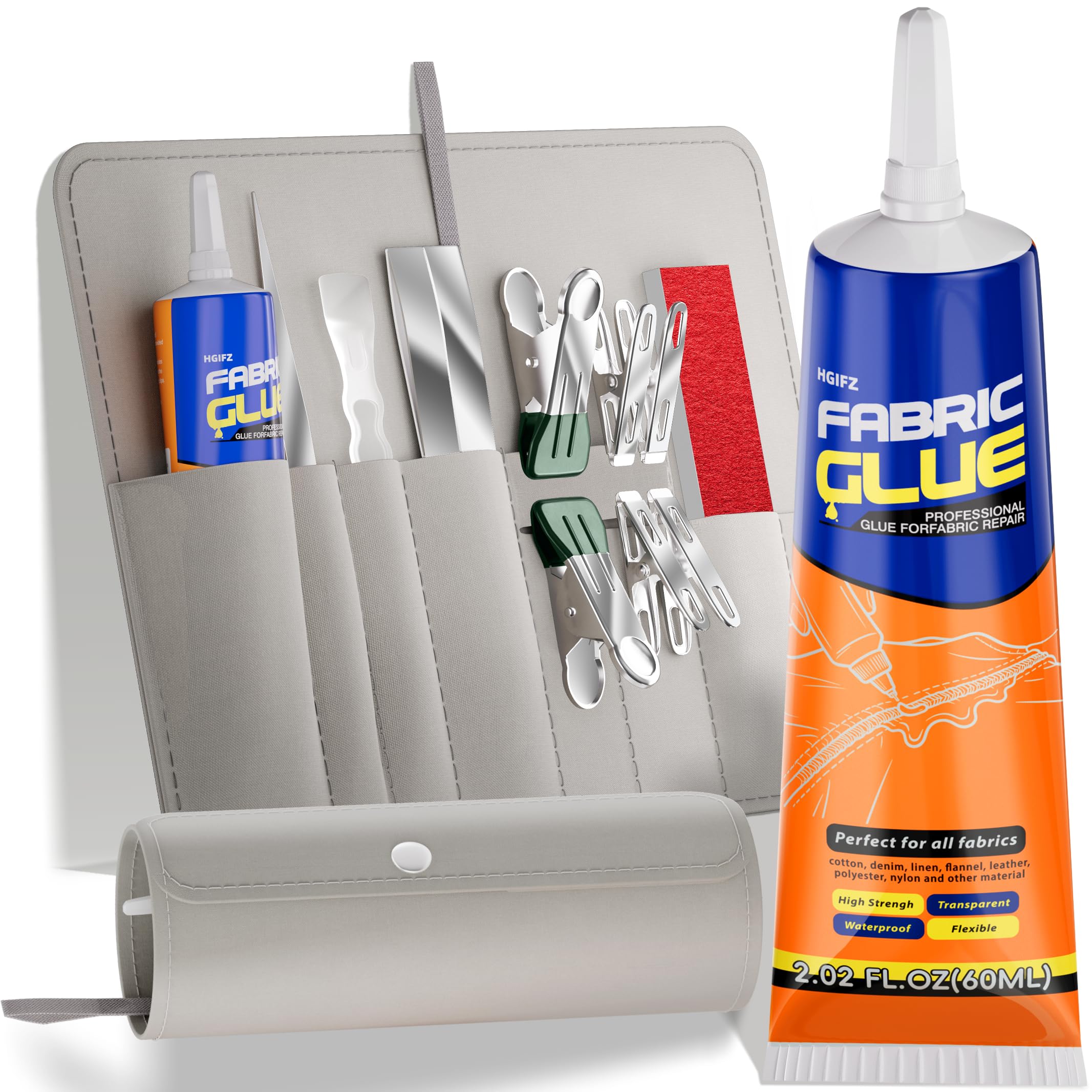 View 1 of 13 Pcs Fabric Glue Kit, 60 ML Permanent Washable Clothing Glue for Patches