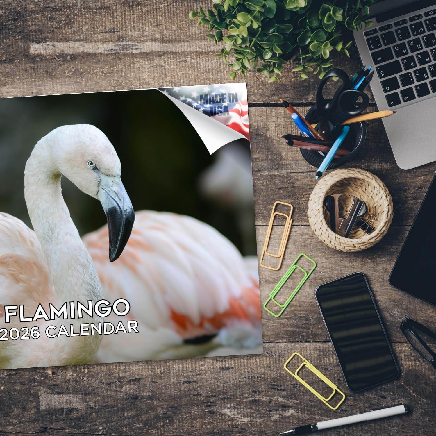 Calendario de flamencos 2024 2025, bonito calendario mensual de pared de vida silvestre, 12 x 18 pulgadas, abierto, papel grueso que no se corre, regalo, planificador académico para profesores,