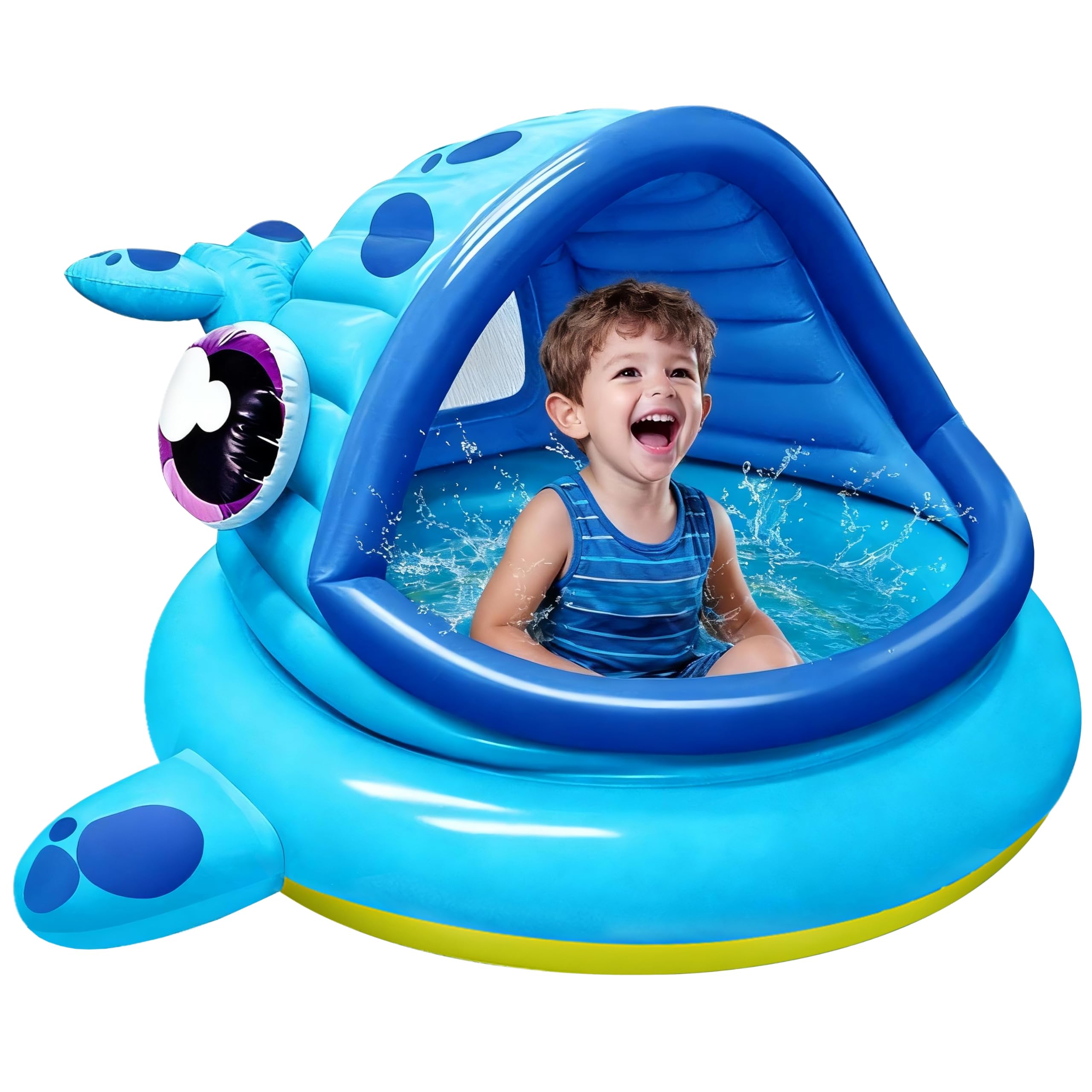 JOYIN Inflatable Shade Kiddie Pool,Whale Baby Pool Tent, Infant Swimming Pool for Kids （54" x 56" x 28"）,Blow Up Toddler Pool for Swim Party Toys Summer Water Beach Fun