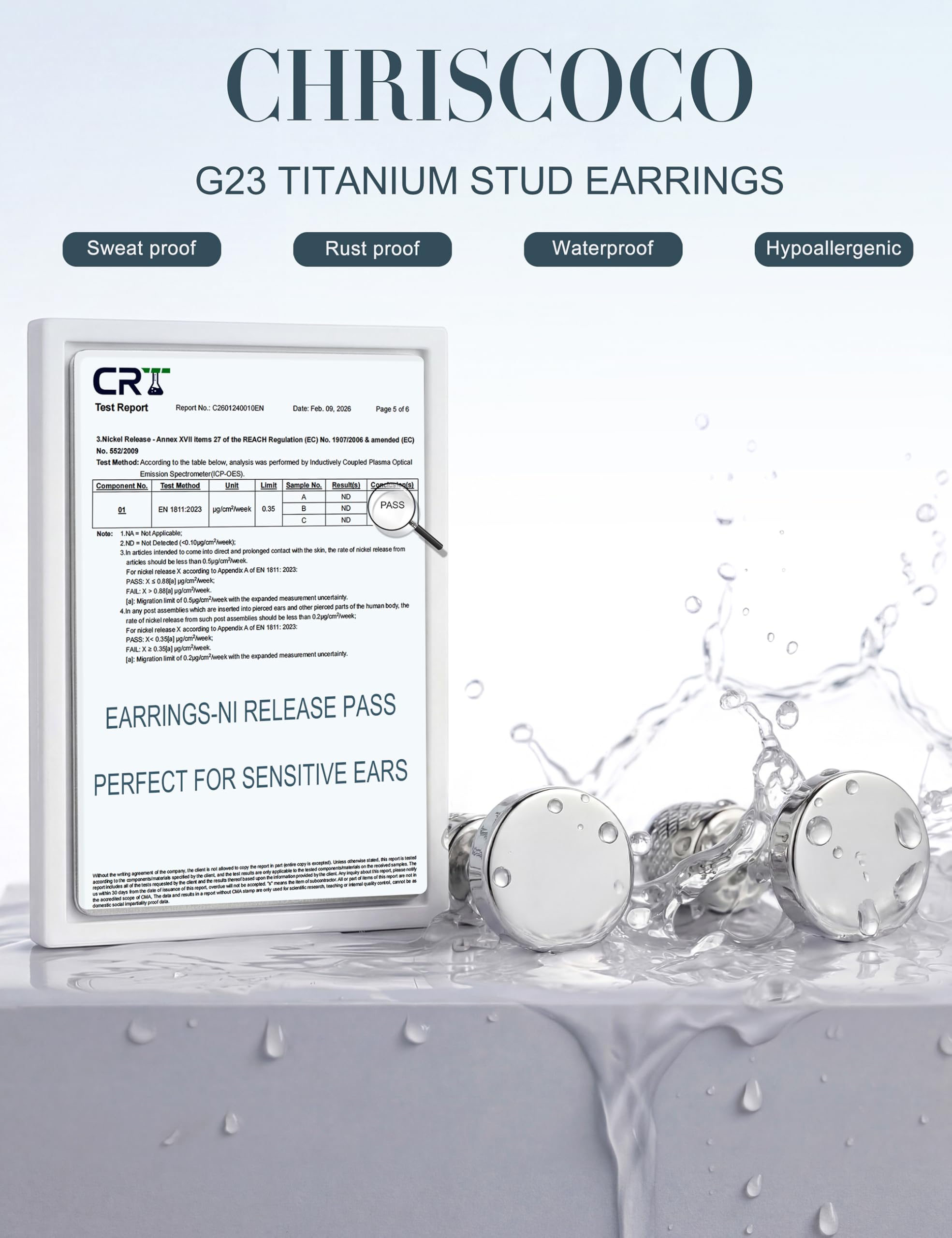 Pendientes de Titanio G23 con Cierre de Rosca para Mujeres y niñas, Pendientes de Plata