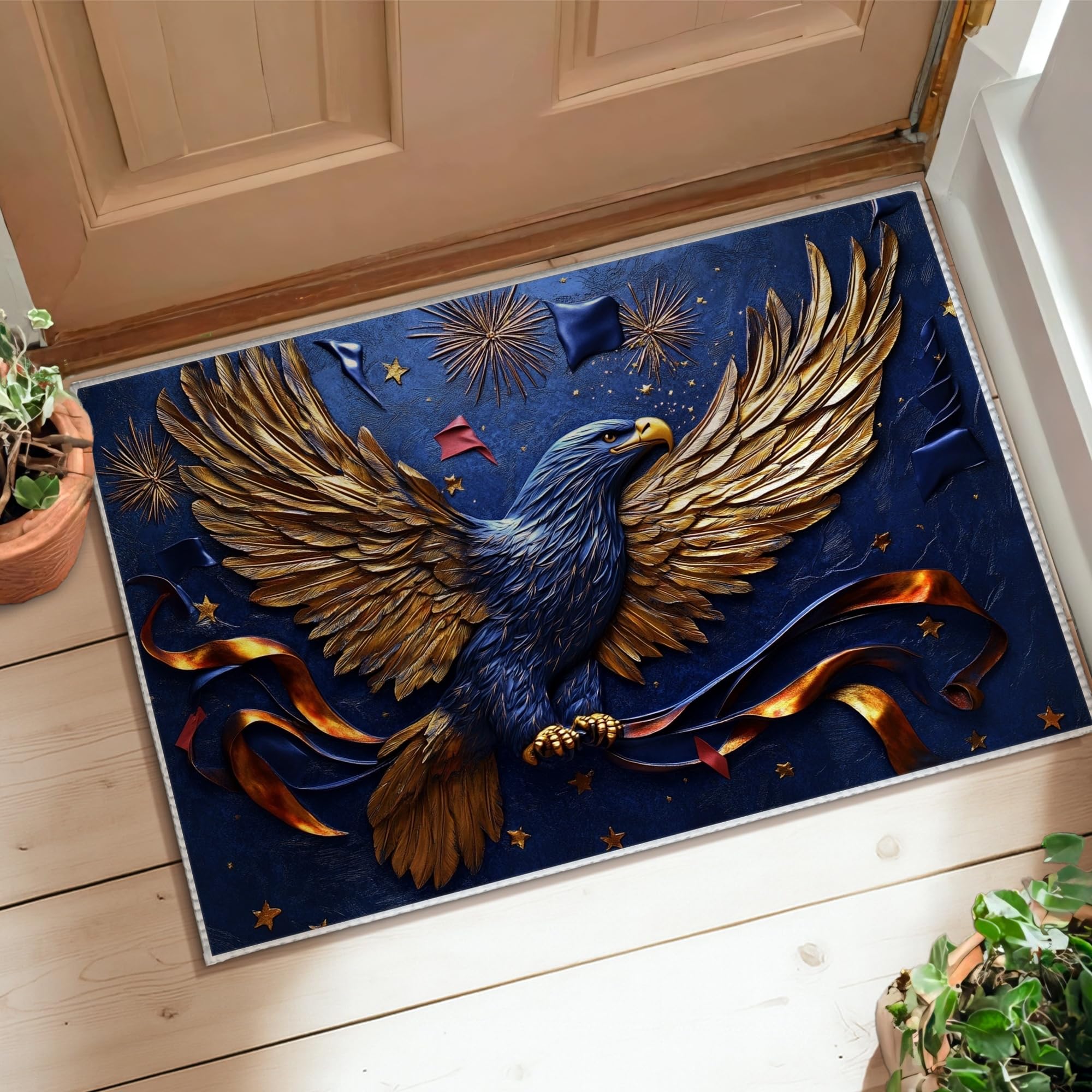 Tapis aigle décoration salle de bain et entrée à poils courts