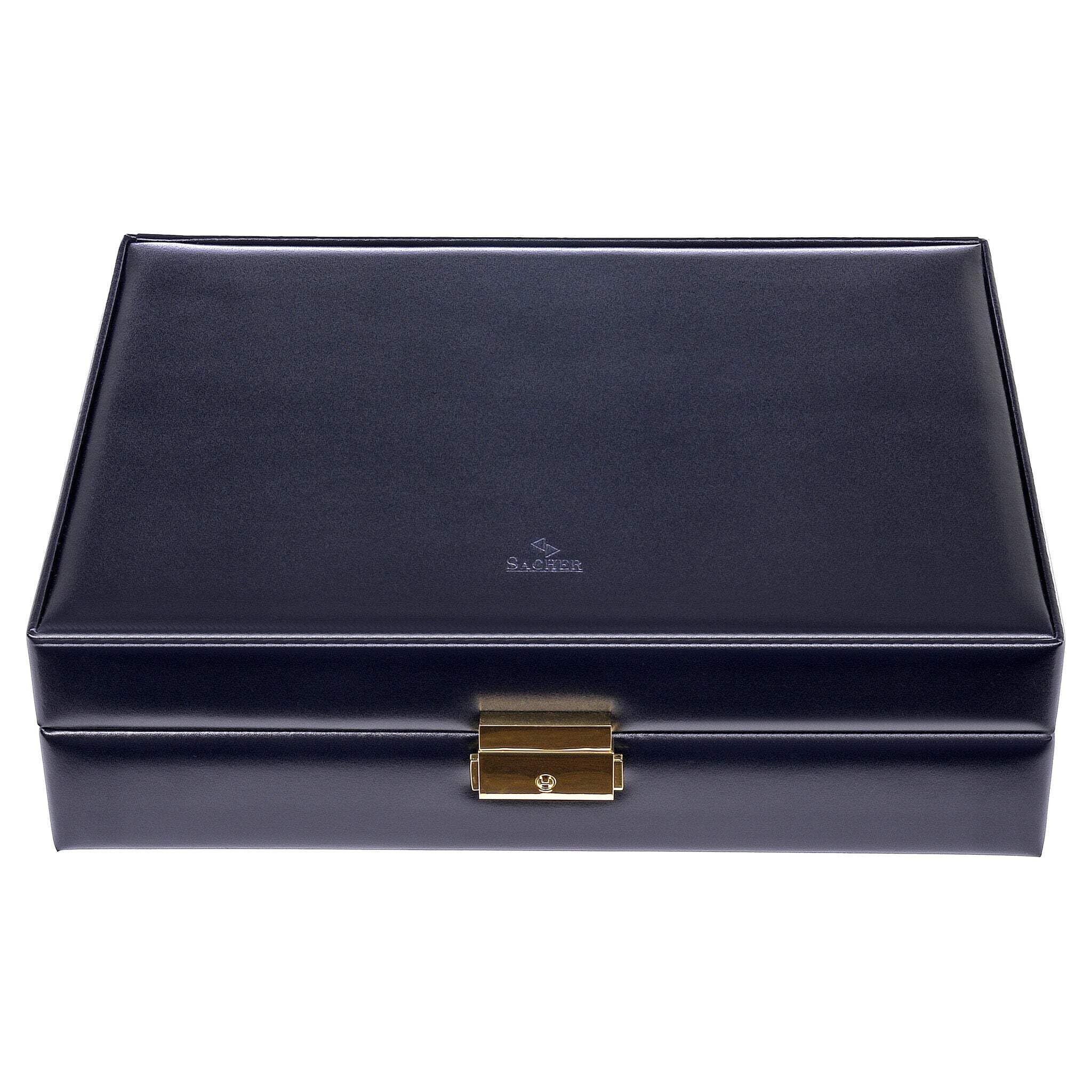 SACHER Custodia per 10 orologi/acuro/blu/pelle/fatto a mano in Germany/portagioie