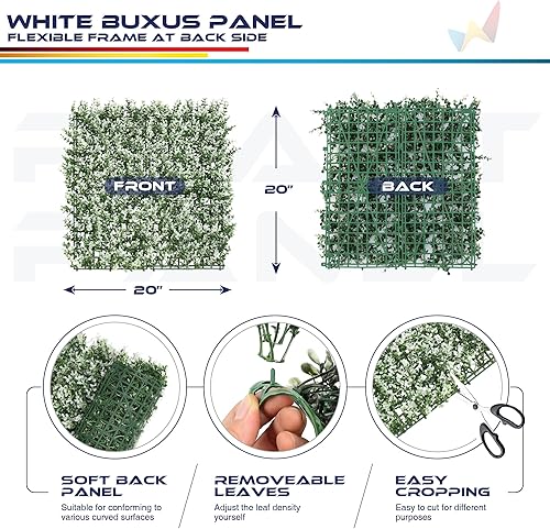 Miniatura 180 de Windscreen4less 6 paneles artificiales de boj de 20 x 20 pulgadas, seto topiario, plantas, hierba, pantalla de privacidad para exteriores, Boj