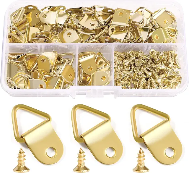YIXISI 100 Ganci Cornici Quadri con Viti - Gancio per Quadro Dorato
