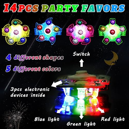 Miniatura 4 de Recuerdos de fiesta para niños de 4 a 8 a 12 años, rellenos de bolsas de golosinas de piñata, pulseras giratorias con luz LED, suministros de fiesta