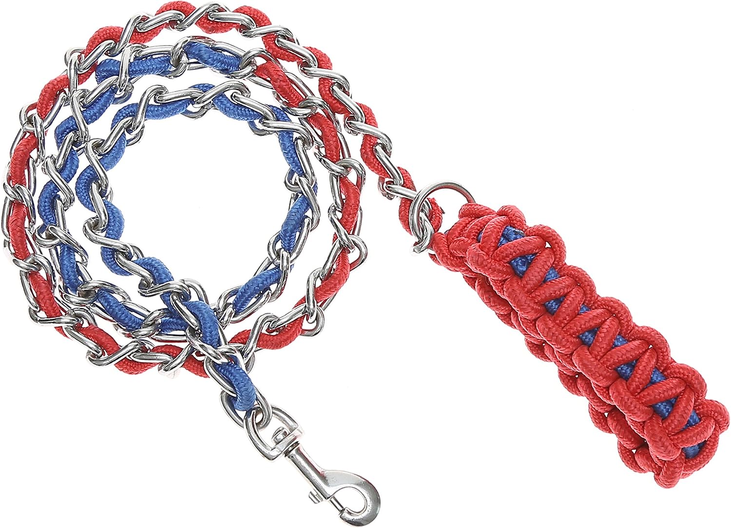 Dog Leash Chain - Anti Bite Training Chain Rope Leads for Big Dogs Red&Blue XL