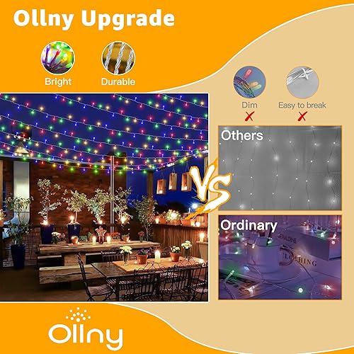 Miniatura 8 de Ollny Luces de Navidad de 120 LED de 40 pies, impermeables, conectables, con temporizador, 8 modos, luces de hadas multicolor enchufables para