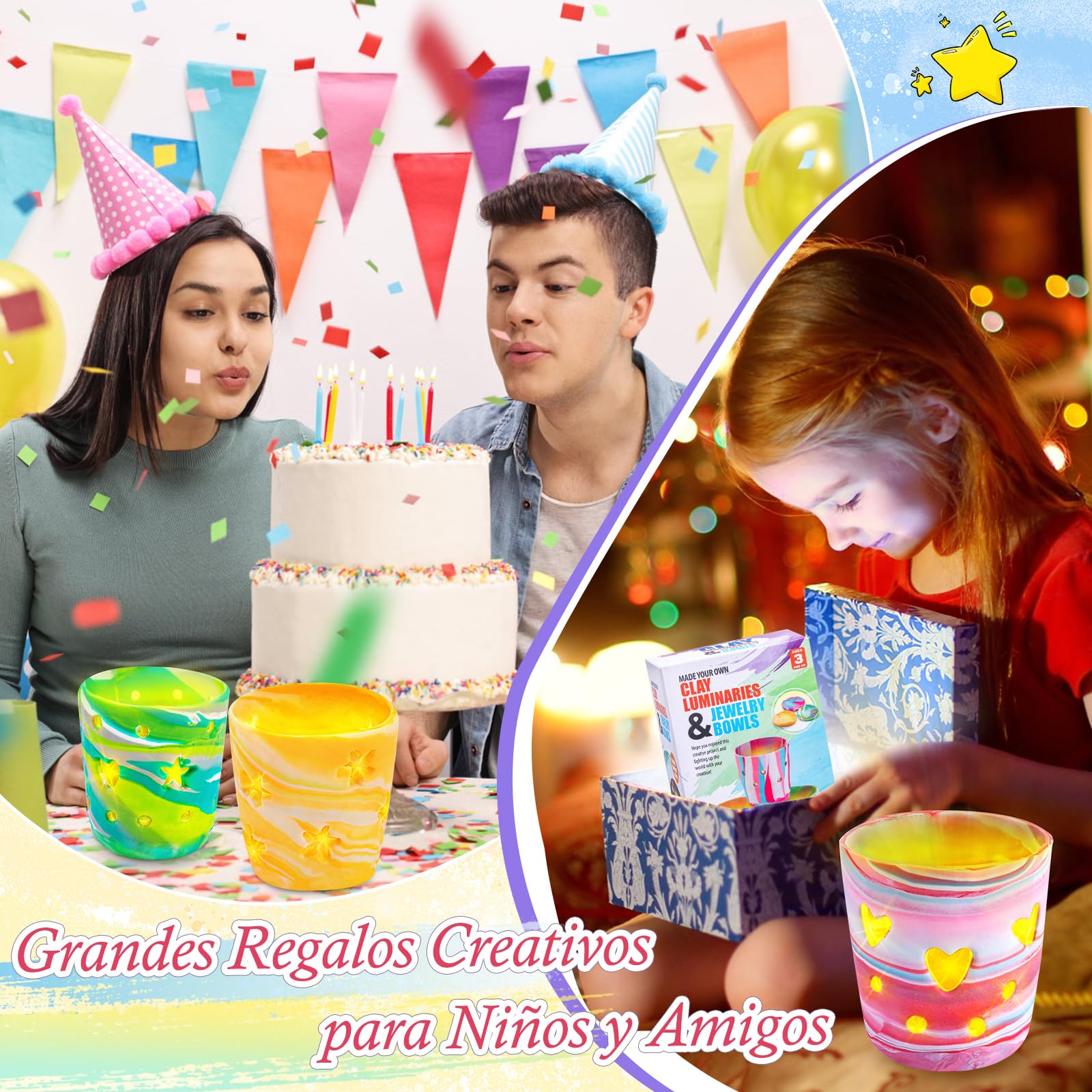 FGZU Kit Manualidades Niños 8 9 10 Años, DIY Lámparas de Barro Bricolaje, Manualidades Niñas, Creativos Juguetes Regalos Niños Niñas 6+ Años