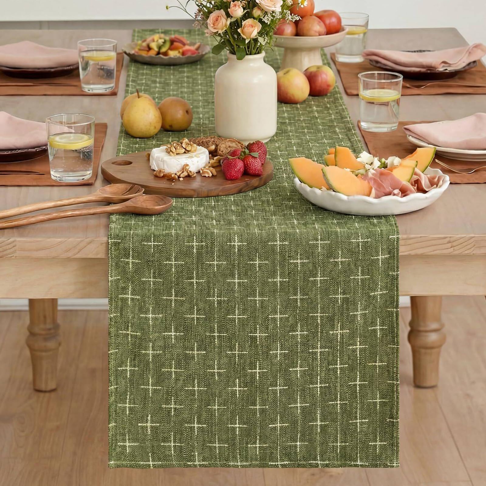 Minimalist Long Table Runner, Modern-Style Table Runner, for Decorating Dining Tables, TV Consoles, Shoe Cabinets, Coffee Tables, and the Foot of the Bed(Green,280cm/110.2in)