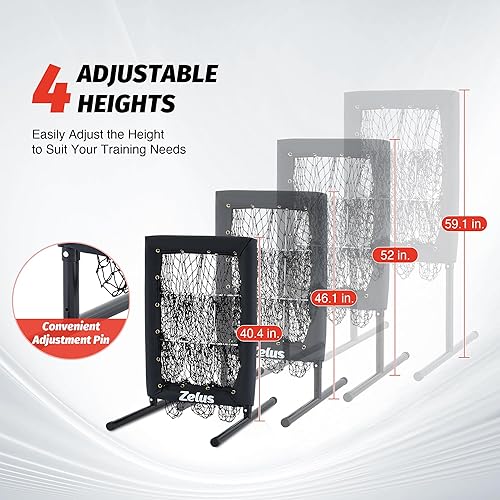 Miniatura 2 de ZELUS Red de lanzamiento de 9 agujeros, red de béisbol resistente con zona de ataque auténtica y soporte desmontable, red de entrenamiento de