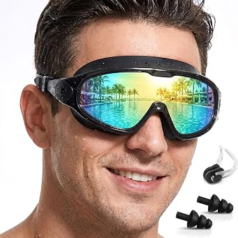 Polarized Swim Goggles, Anti UV & Fog Swimming Goggles for Adult, Unisex No Leaking Swimming Goggle for Men Women Youth