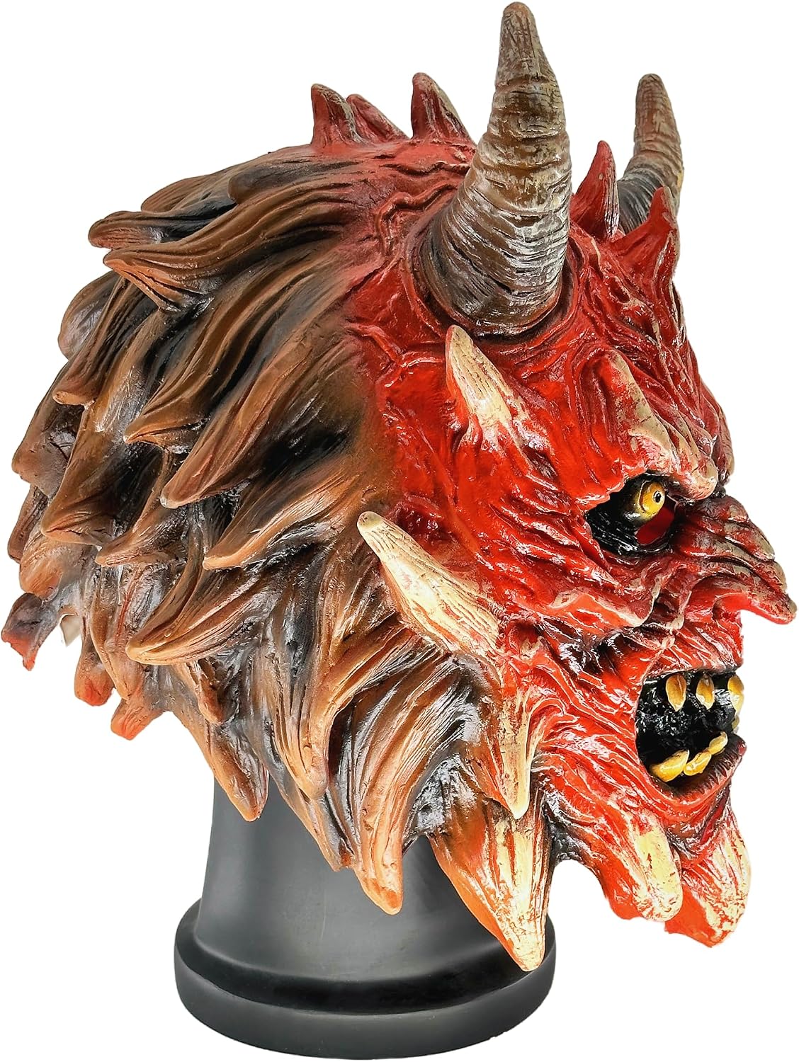 Realistic Latex Red Devil Mask for Halloween, Cosplay & Party | High‑quality latex construction Detailed horns easy breathing Soft forehead sponge padding Ideal for Halloween and cosplay