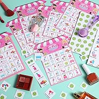 Vista 4 de Liliful Juego de bingo para fiesta de spa, 35 piezas, para 24 jugadores, para fiesta de maquillaje, juegos temáticos de belleza para mujeres
