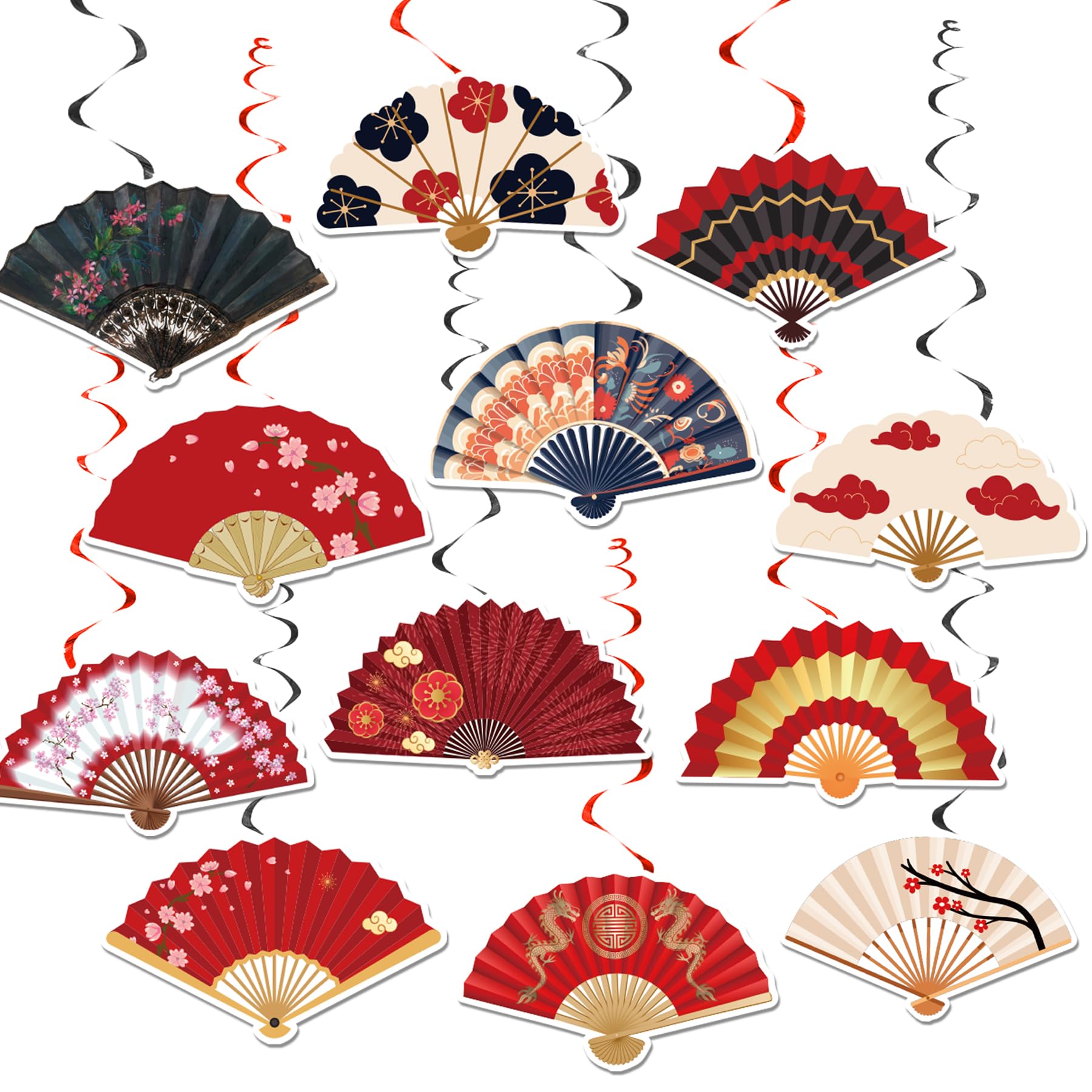 Éventails chinois pliants en papier de qualité pour ornements suspendus raffinés