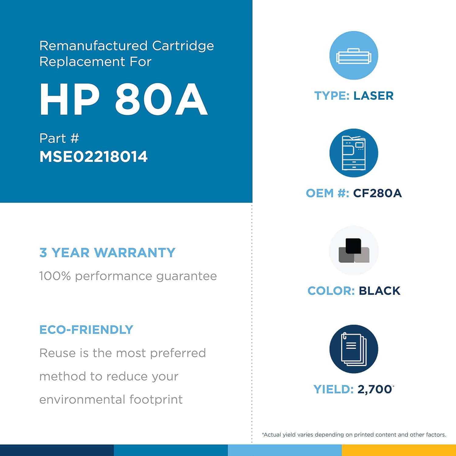 80% оƒƒ Dіѕсоunt MSE Brand Remanufactured Toner Cartridge Replacement for HP CF280A (HP 80A) | Black