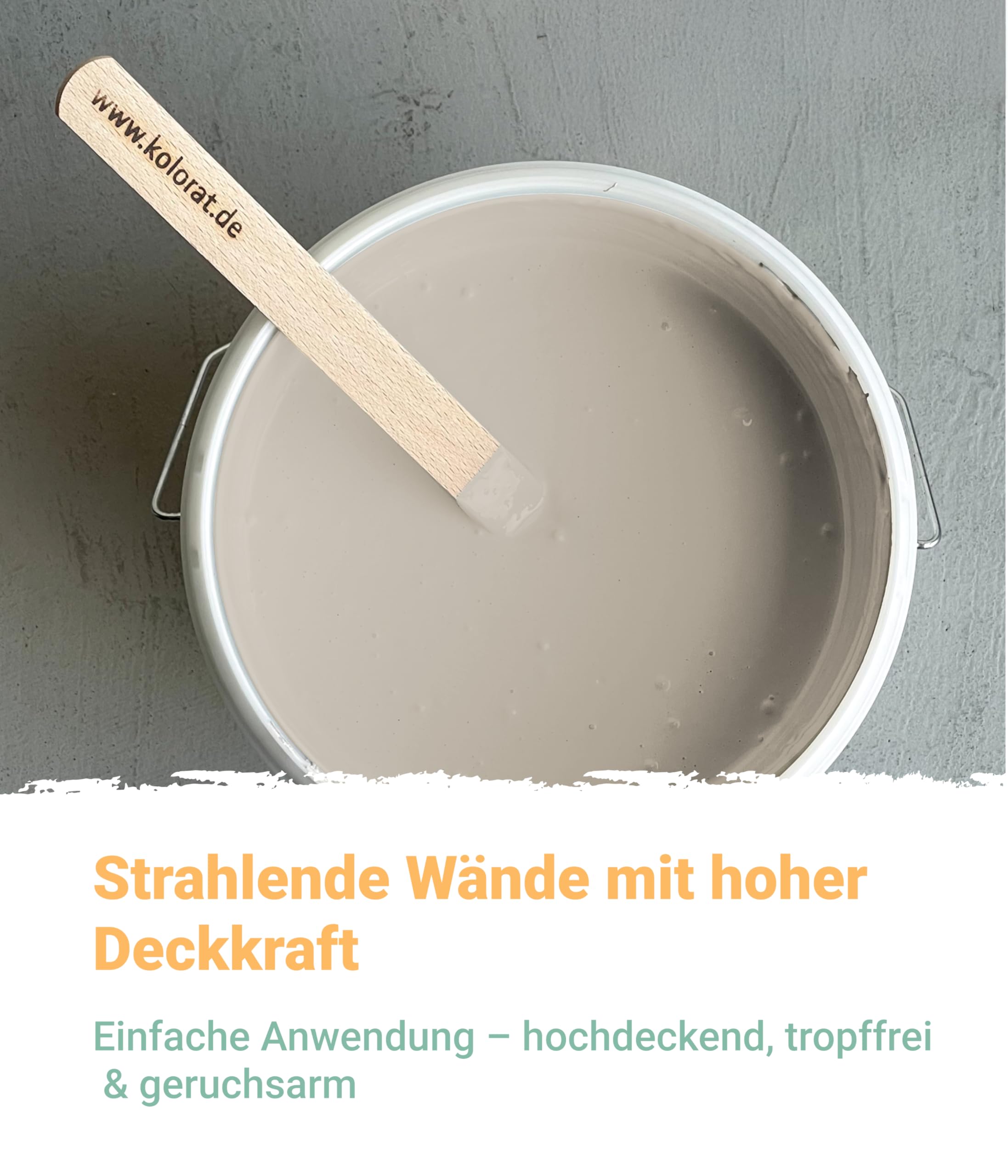 Kolorat®matte Wandfarbe Greige - Beige mit Grau 2.5L hochdeckend|Made in DE