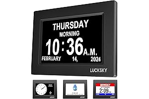 7 Inch Digital Day Clock Calendar - 19 Alarm Clocks with Clear...