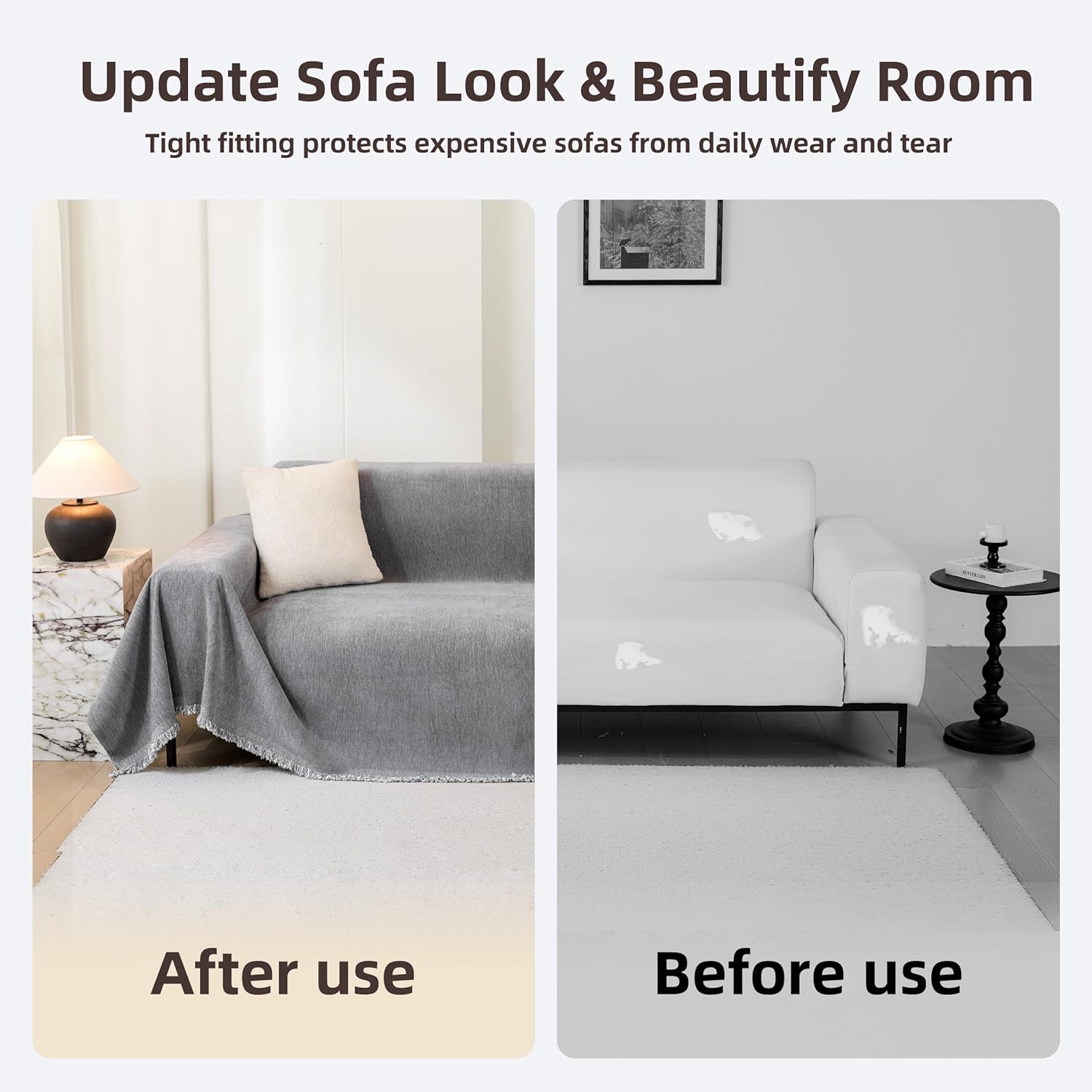 Couch Cover for Sofa, Sofa Covers for 3 Cushion Couch Non Slip Sectional Couch Covers L Shape, Sofa Covers Washable, Dog Cushion Cover Furniture Protector for Pet, 71''x118'', Dark Grey