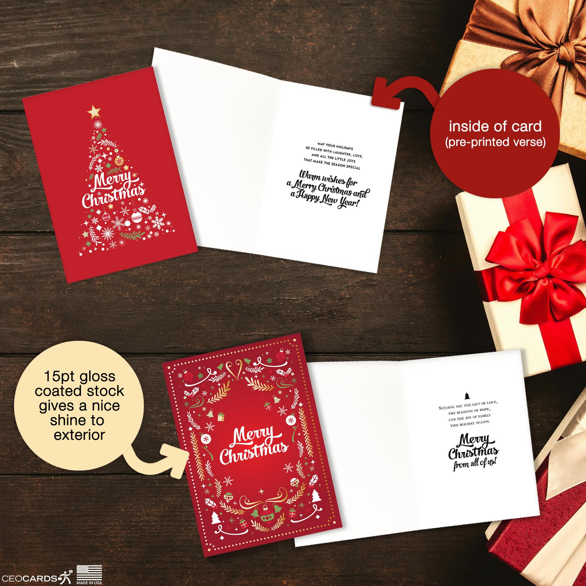 VP2404 Weihnachtskarten-Set – 20 Karten, 4 Designs, Inkl. Umschläge, 12,7x17,8 Cm