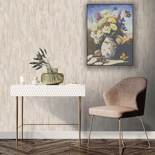 Miniatura 10 de Kit de pintura de diamantes 5D por números, exquisitas flores, kits de pintura de diamantes 5D para adultos, arte de diamantes con accesorios y