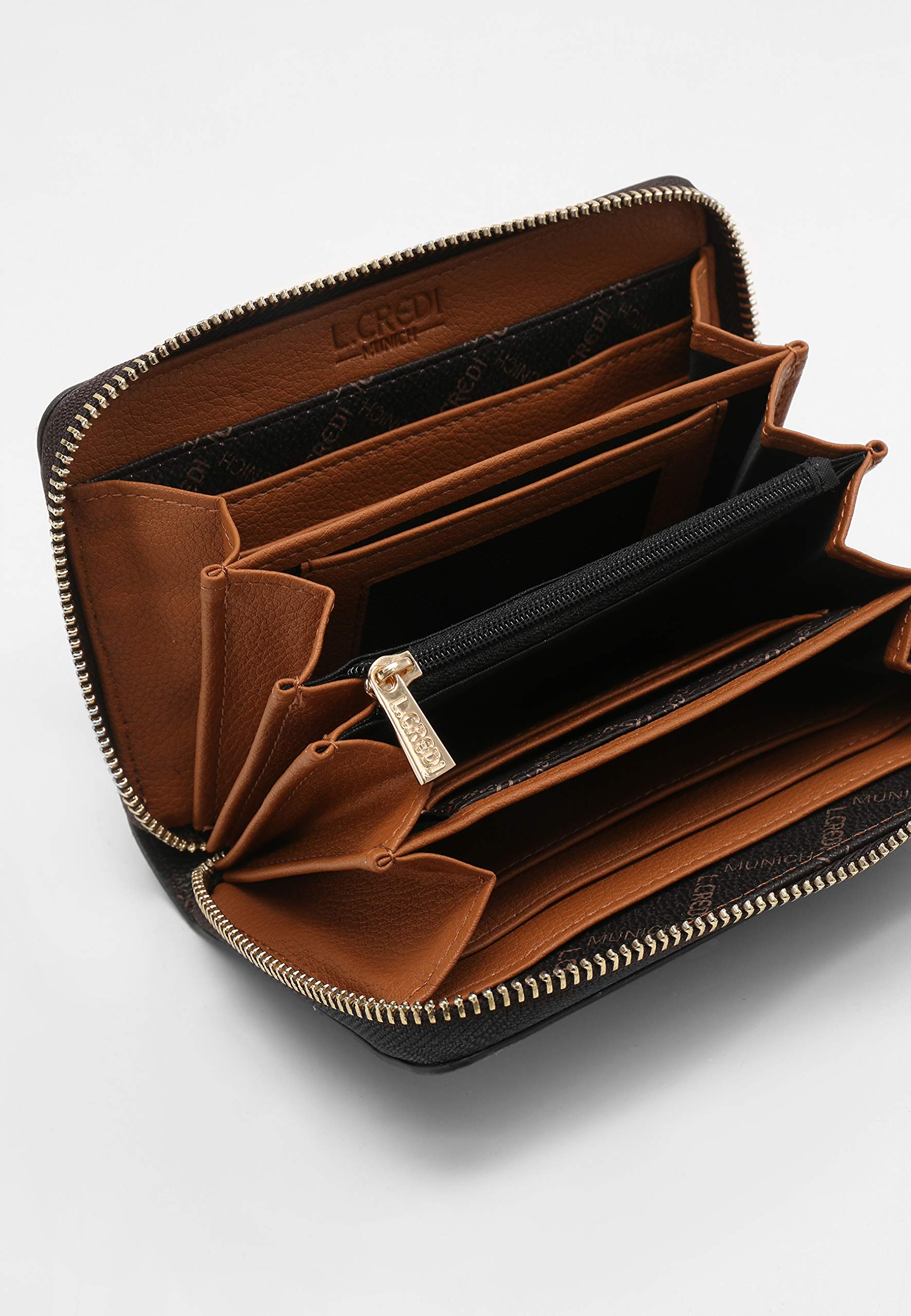 L.CREDI Geldbörse Filiberta Portemonnaie Brown Dunkelbraun