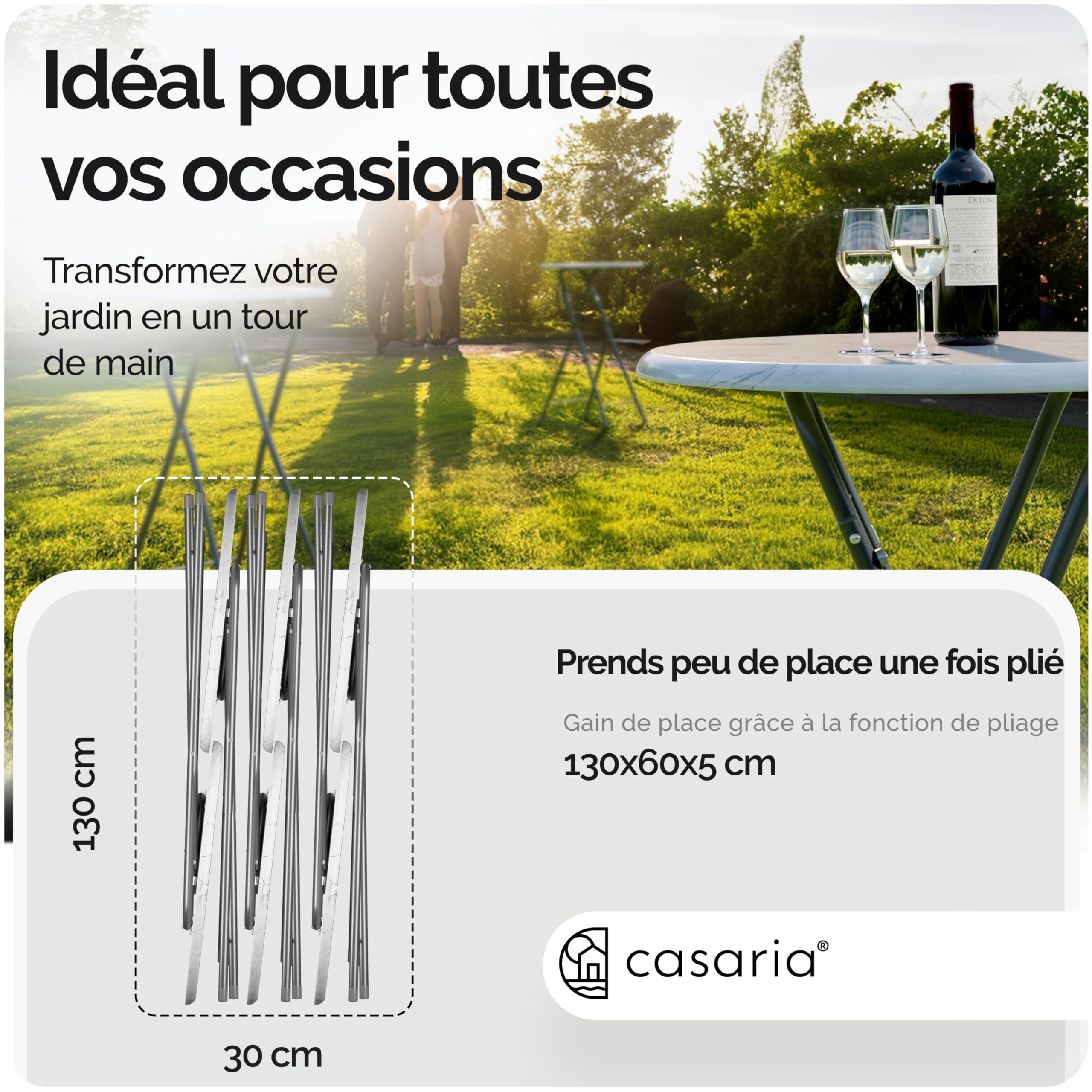 Casaria Table de Cocktail Ronde Aspect marbre 2X