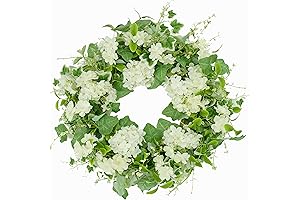 Hydrangea Spring Wreath with Cherry Blossoms and Eucalyptus