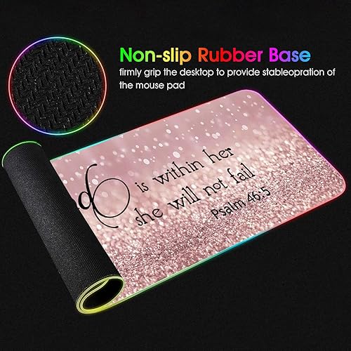 Miniatura 5 de Alfombrilla de mouse RGB para juegos con posavasos de café, alfombrilla de mouse LED grande XXL, base de goma antideslizante, alfombrilla de mouse