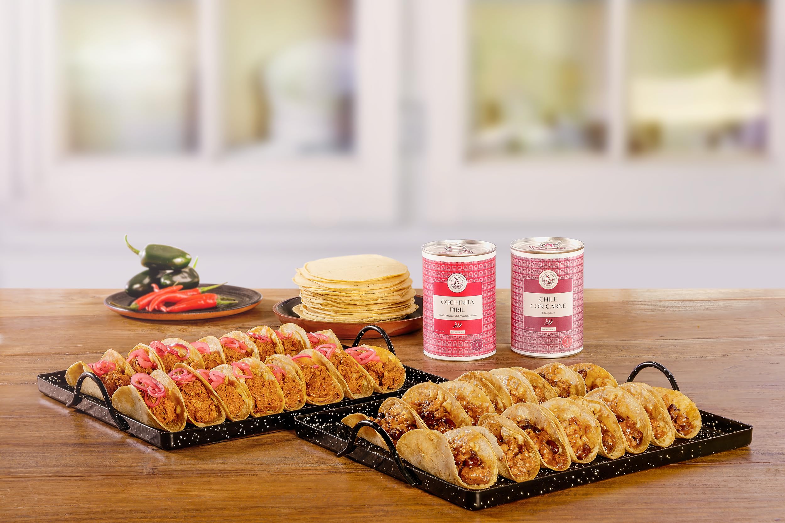 La Reina de las Tortillas - Kit de Tacos 3 en 1, sin gluten, incluye Cochinita Pibil, Chile con Carne y Tortillas de maíz