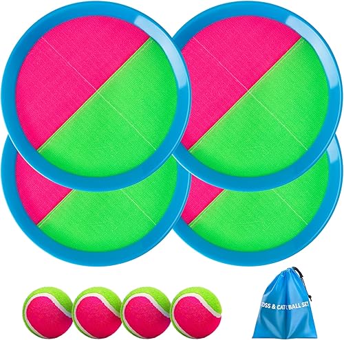 EVERICH TOY Juguetes de playa para niños de 3 a 10 yardas, juegos de césped, juegos de captura de pelotas, lanzamiento de palo, versión mejorada,