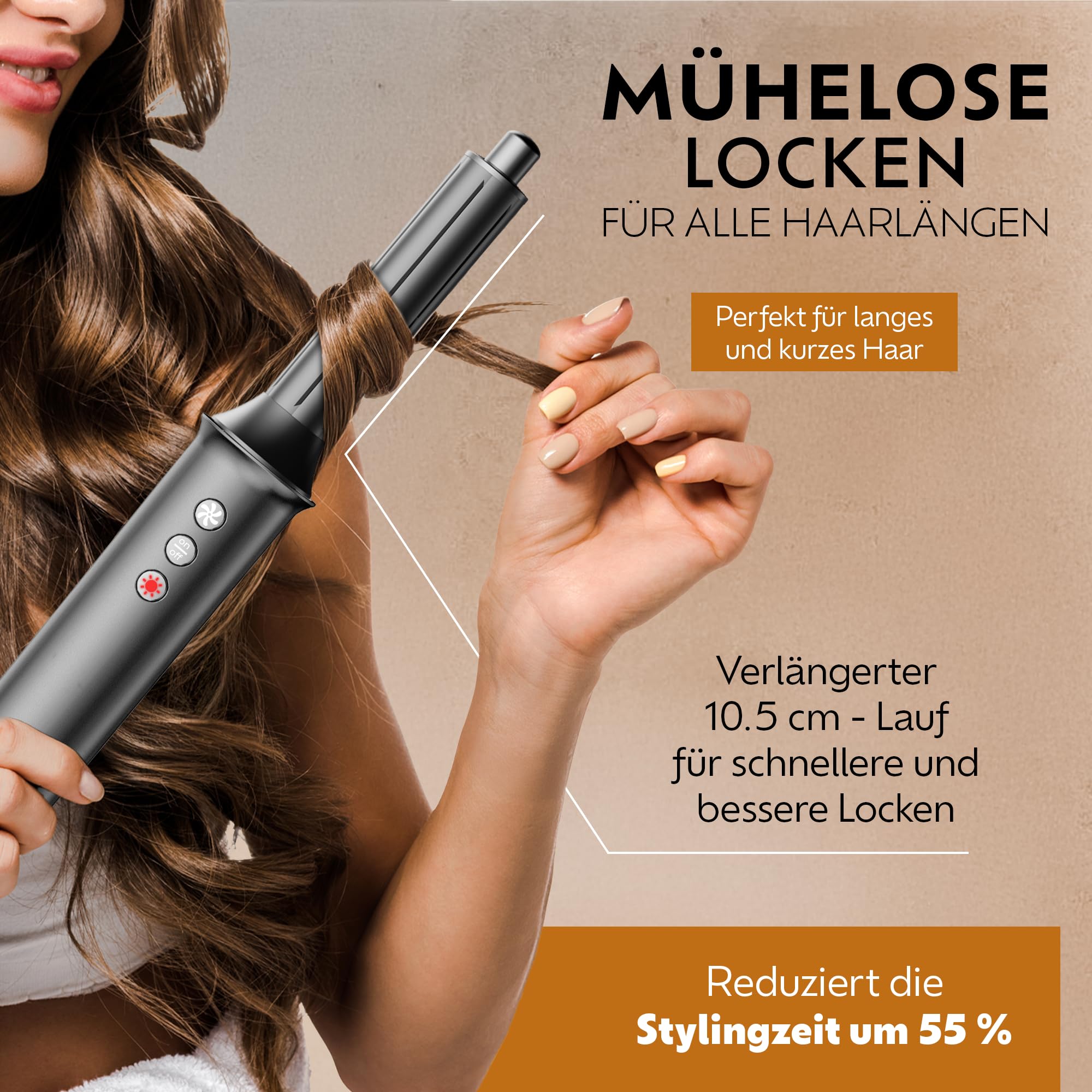Multistyler 5 in 1 – Lockenstab & Föhnbürste mit 110 000 U/min – Warmluftbürste/Hair Dryer Brush/Air Styler für große Locken, Volumen & glattes Haar – Ionen Haarstyler mit 5 Aufsätzen