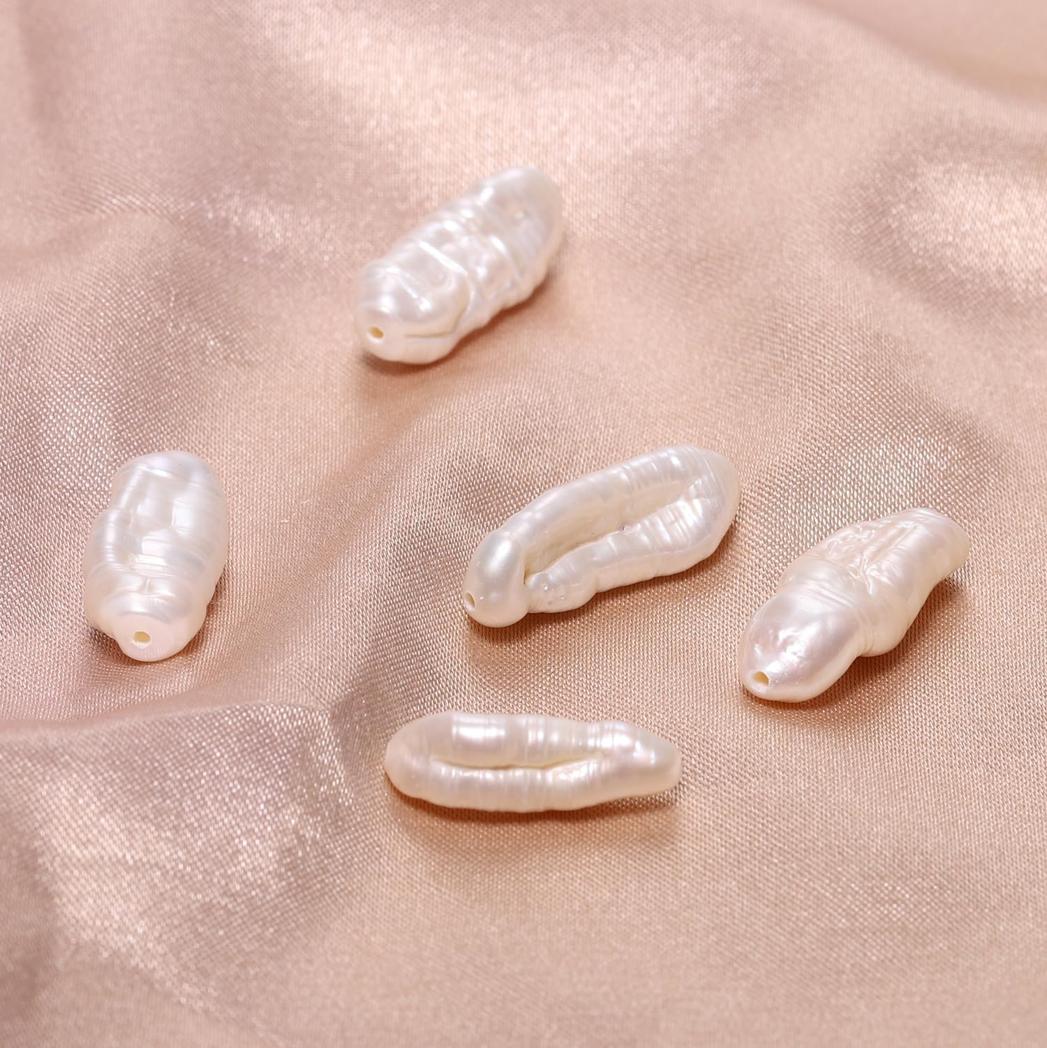 5 cuentas de perlas barrocas de 15 a 23 mm de largo, perlas largas irregulares de agua dulce para aretes colgantes, collares, fabricación de joyas de bricolaje