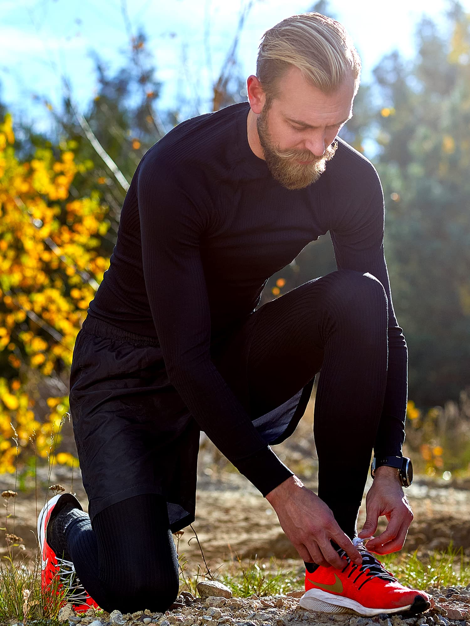 Thermowave Progressive ultra lekkie, oddychające, długie spodnie do biegania, dla mężczyzn, długie kalesony męskie, ciepłe majtki sportowe, do biegania, na nartach, szeroki ściągacz, legginsy Long John Baselayer spodnie do jazdy na rowerze