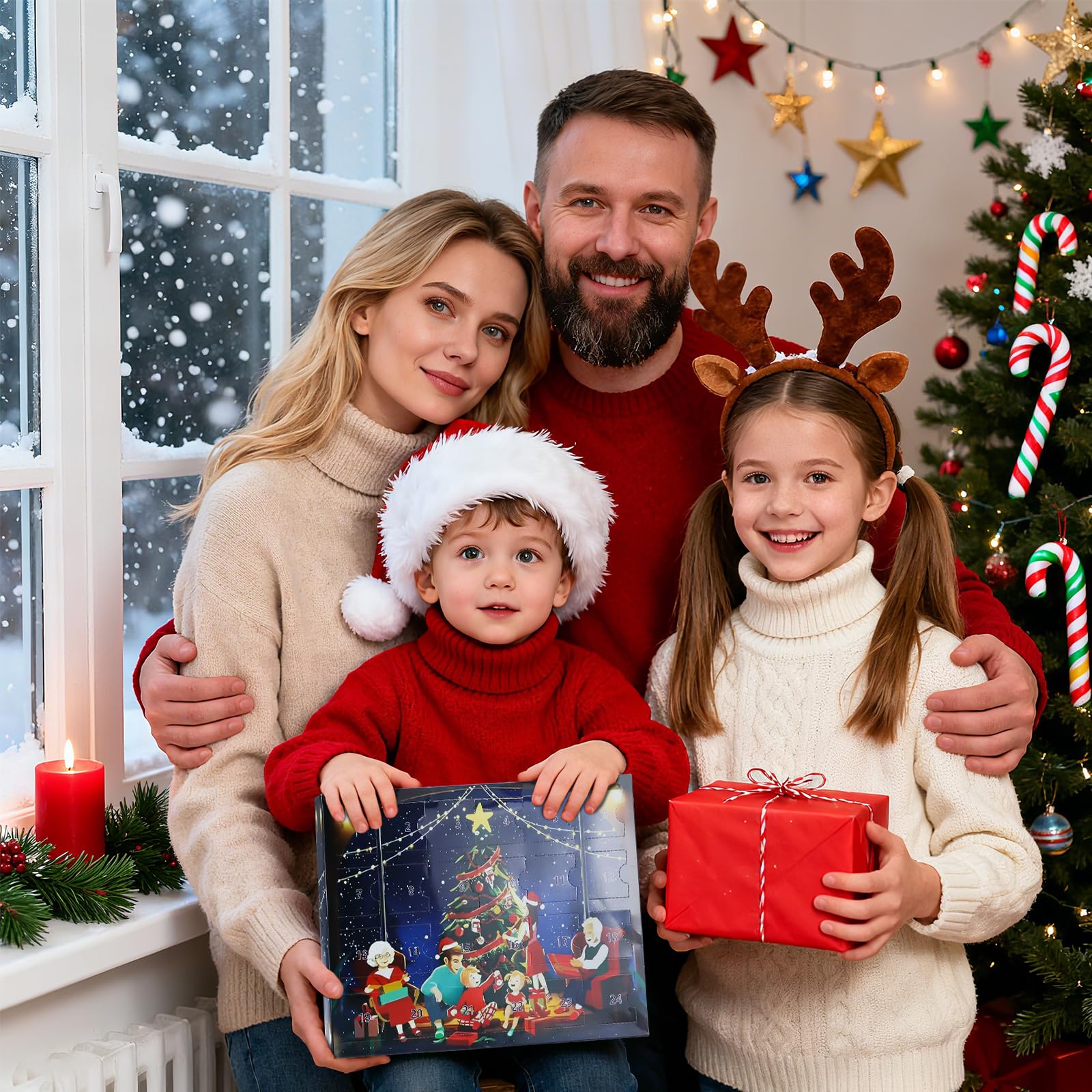 Calendrier de l'Avent de Noël 2025, 24 Chaussettes de Noël Unisex(sans paires), Taille 35-38, Calendrier de l'Avent de Chaussettes Adulte Cadeaux de Fête de Noël pour Femmes et Hommes