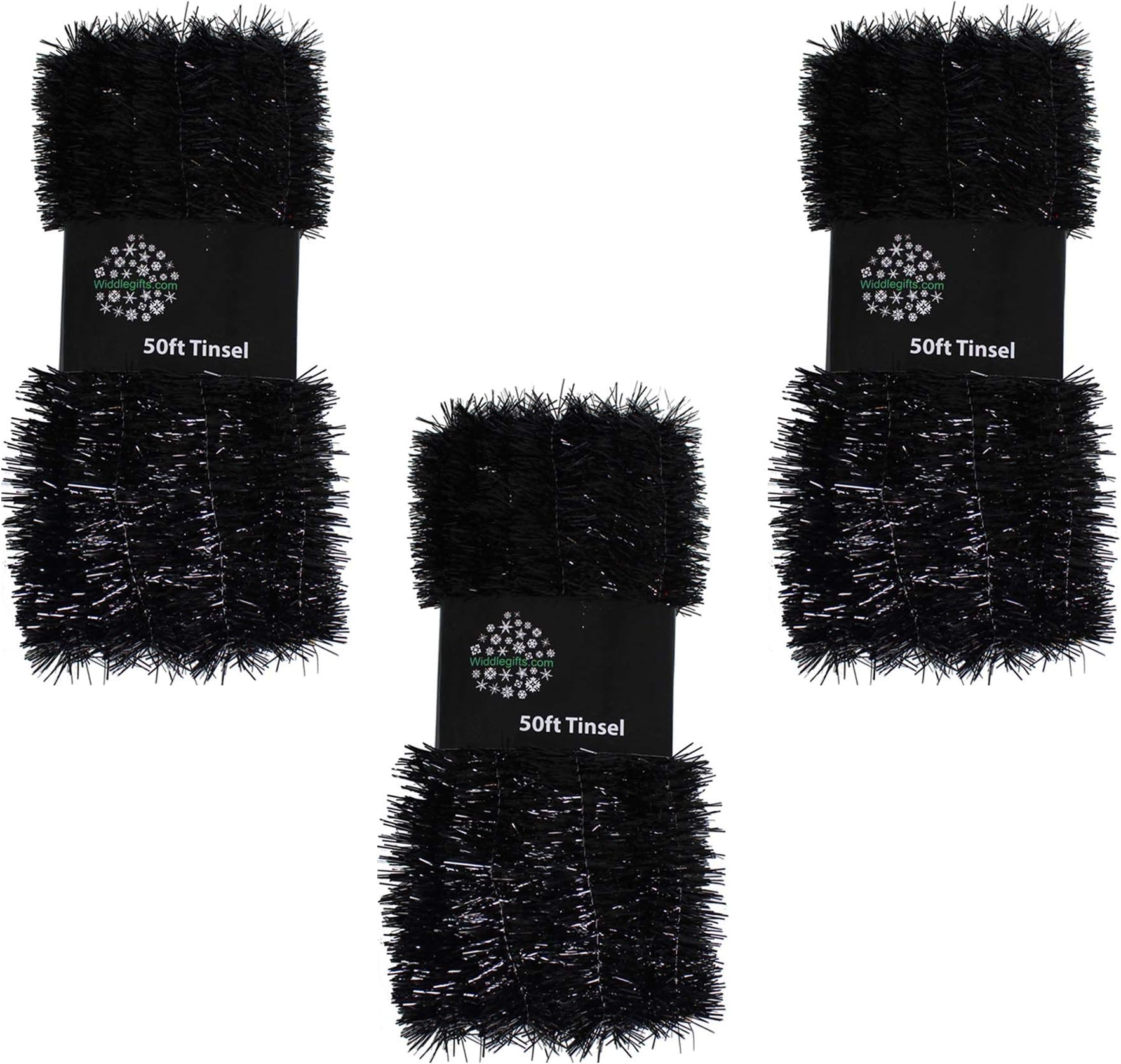 3 packs 50ft x 3cm Tinsel GREAT VALUE - Christmas Tree Black tinsel