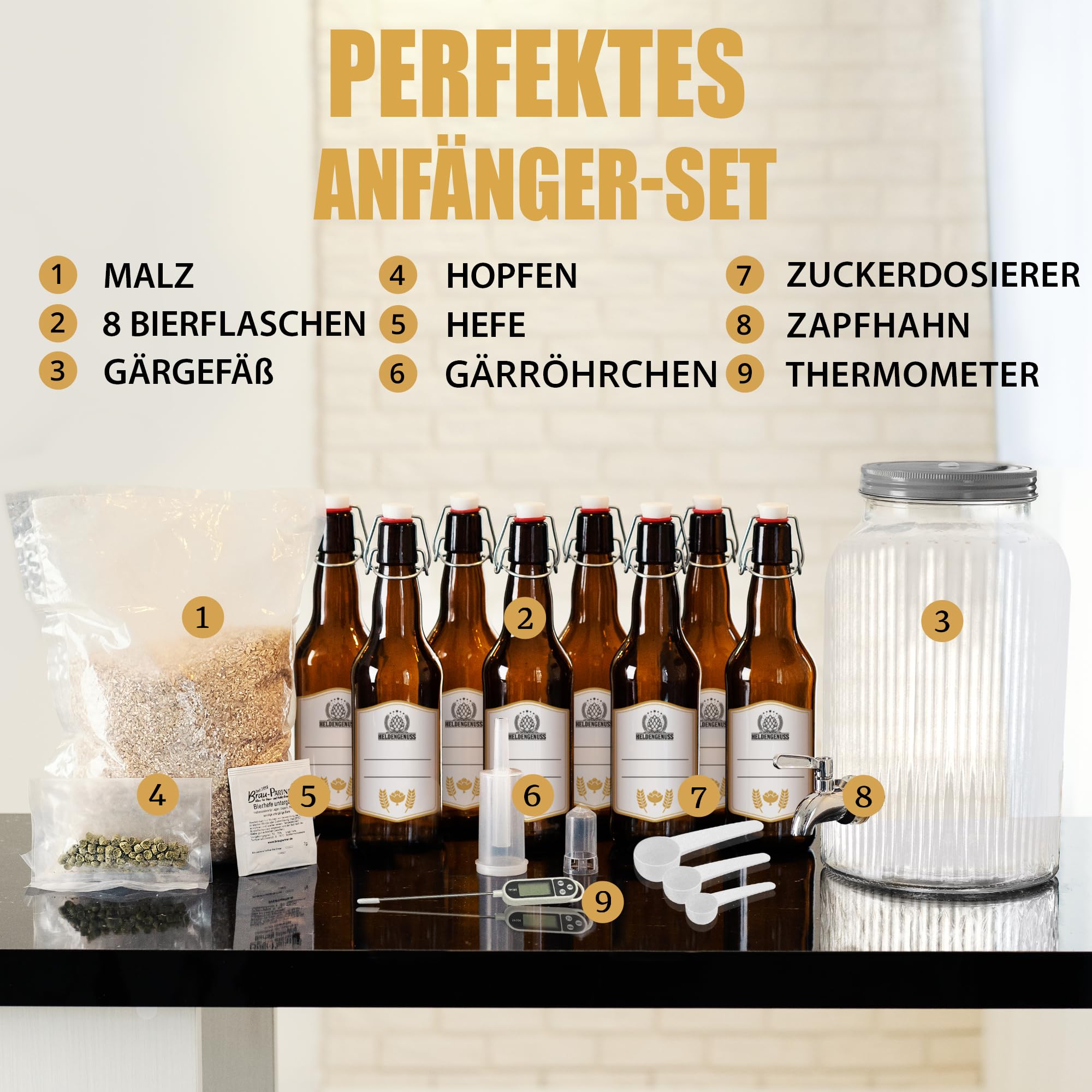 Bierbrauset Helles - 5L Bier - [Echtes Brauerlebnis] - Bier brauen Set Mit Videoanleitung - Bier Geschenke für Männer