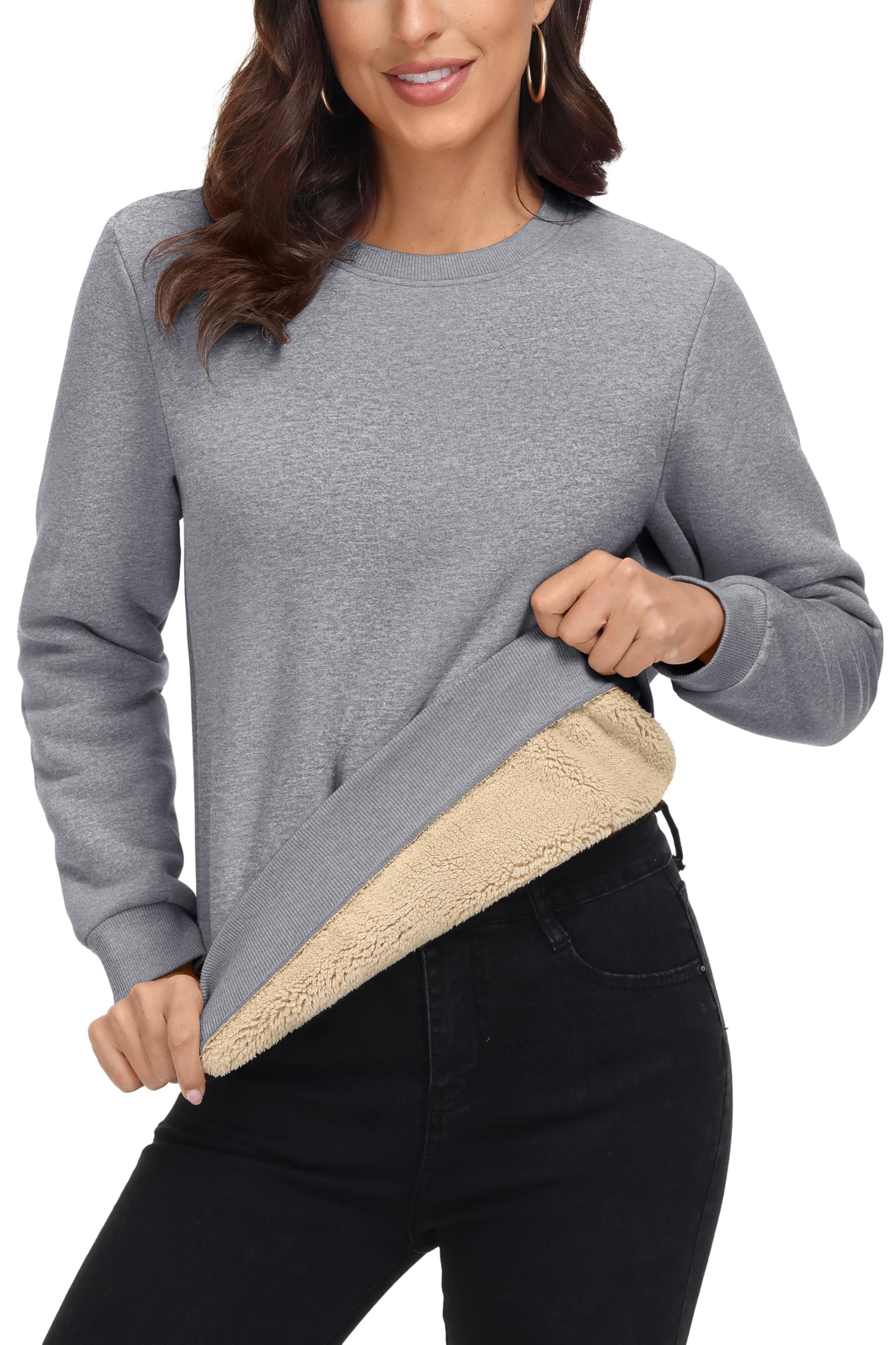 MAGCOMSEN Women's Sherpa Lined Sweatshirt