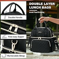 Vista 2 de AIJIEKE Bolsa de almuerzo para hombres y mujeres, lonchera de doble compartimento, bolsas de almuerzo aisladas, bolsa de almuerzo grande