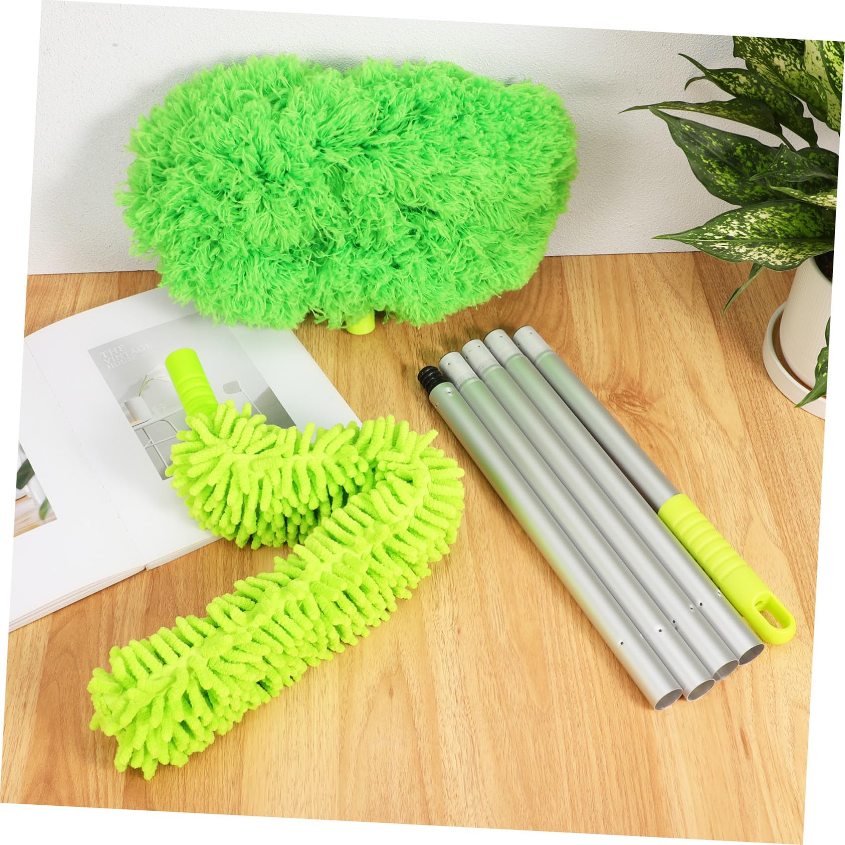 Genérico Plumero para Limpieza de Polvo Extensible para Ventilador de Techo y Cabeza Flexible Mango Largo de Aluminio en Muebles y Techos Altos