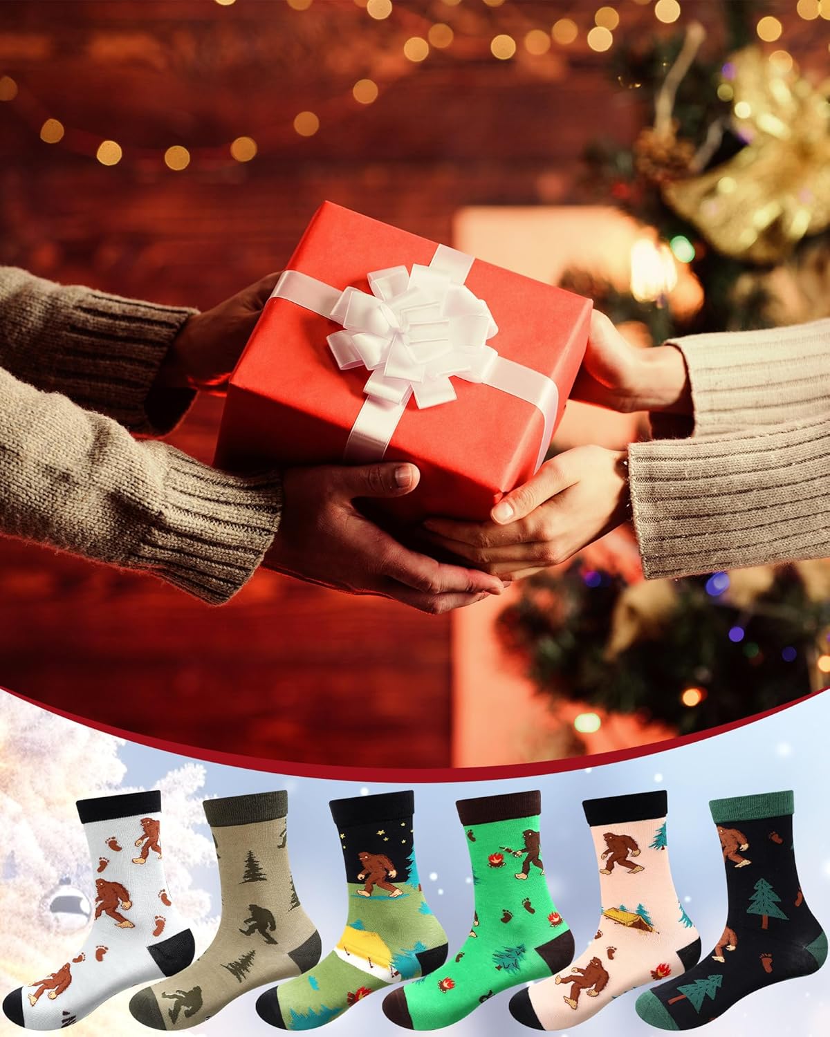 6 Pcs Christmas Sasquatch Socks Gifts Set Funny Socks for Men and Sasquatch Lover - Image 5