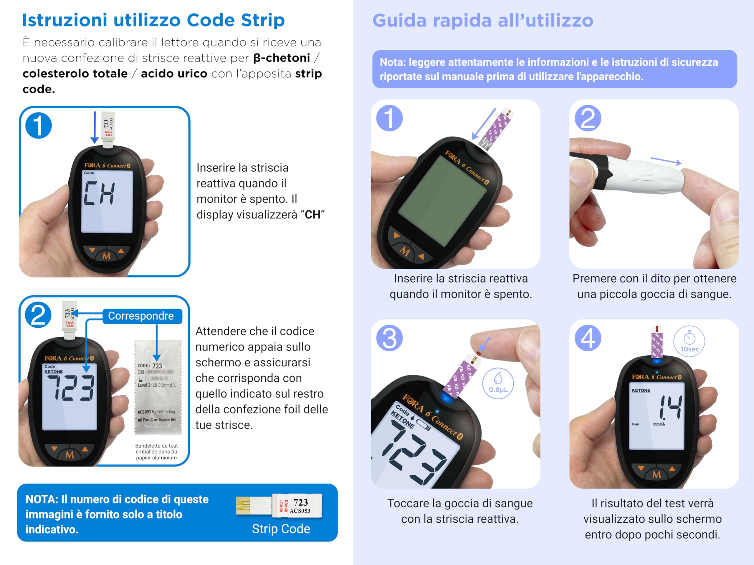 Strisce Reattive per Chetoni FORA6 - Box 10 strisce in foilpack