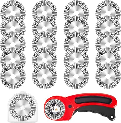 20 piezas de cuchillas giratorias onduladas de 1.772in de repuesto, cuchillas de recambio onduladas, hoja de borde circular para acolchado, álbumes