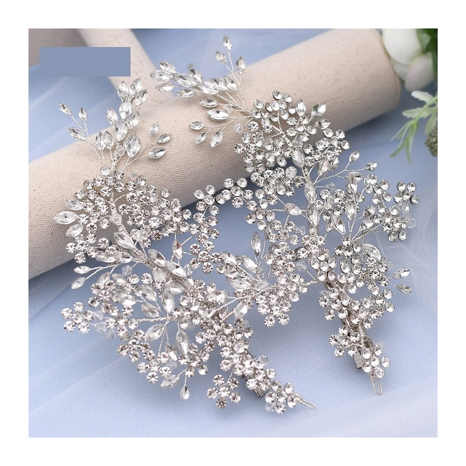 Exquisites Strassbrauthaarclip Set handgefertigtes Haarnadel Brautjungfer Tiara Braut Haarzubehör for Frauen (Metal Color : G-Right)