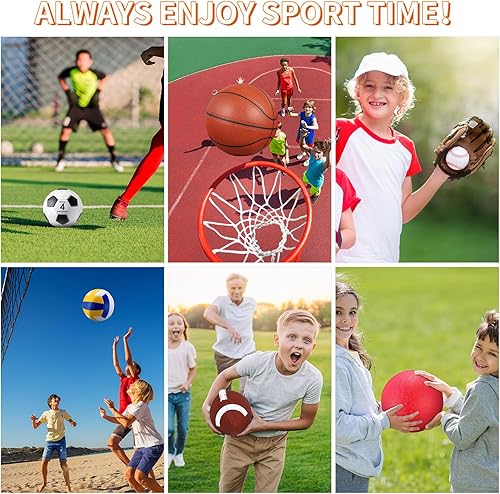 Miniatura 5 de Juego de 18 pelotas deportivas para niños y adolescentes, tamaño oficial, baloncesto, fútbol, voleibol, fútbol, parque infantil, béisbol, equipo