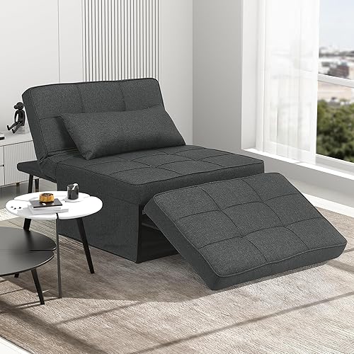 Diophros - Sofá cama plegable multifunción 4 en 1 para invitados, Castaño Rojizo