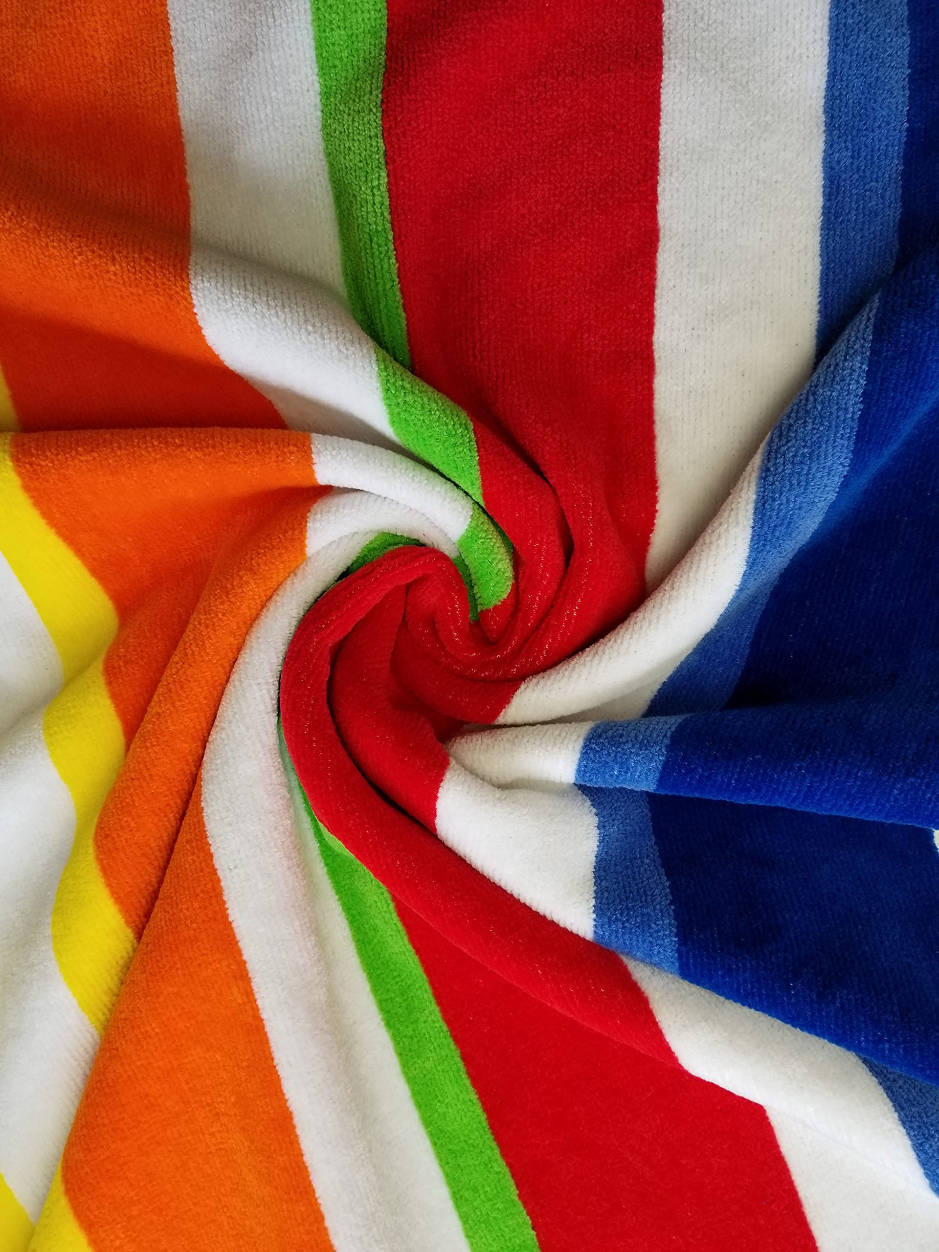 Maya Island Joy–Exclusive Multicolor Island Dreams 100% Cotton Cabana Stripe Beach & Pool Towel 12-Pack–32in x 63 in