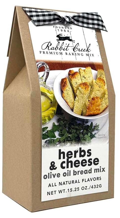 Rabbit Creek Olive Oil Bread Mix Herbs and Cheese – Bread Baking Mix, Easy To Make, Ready in 1 Hour