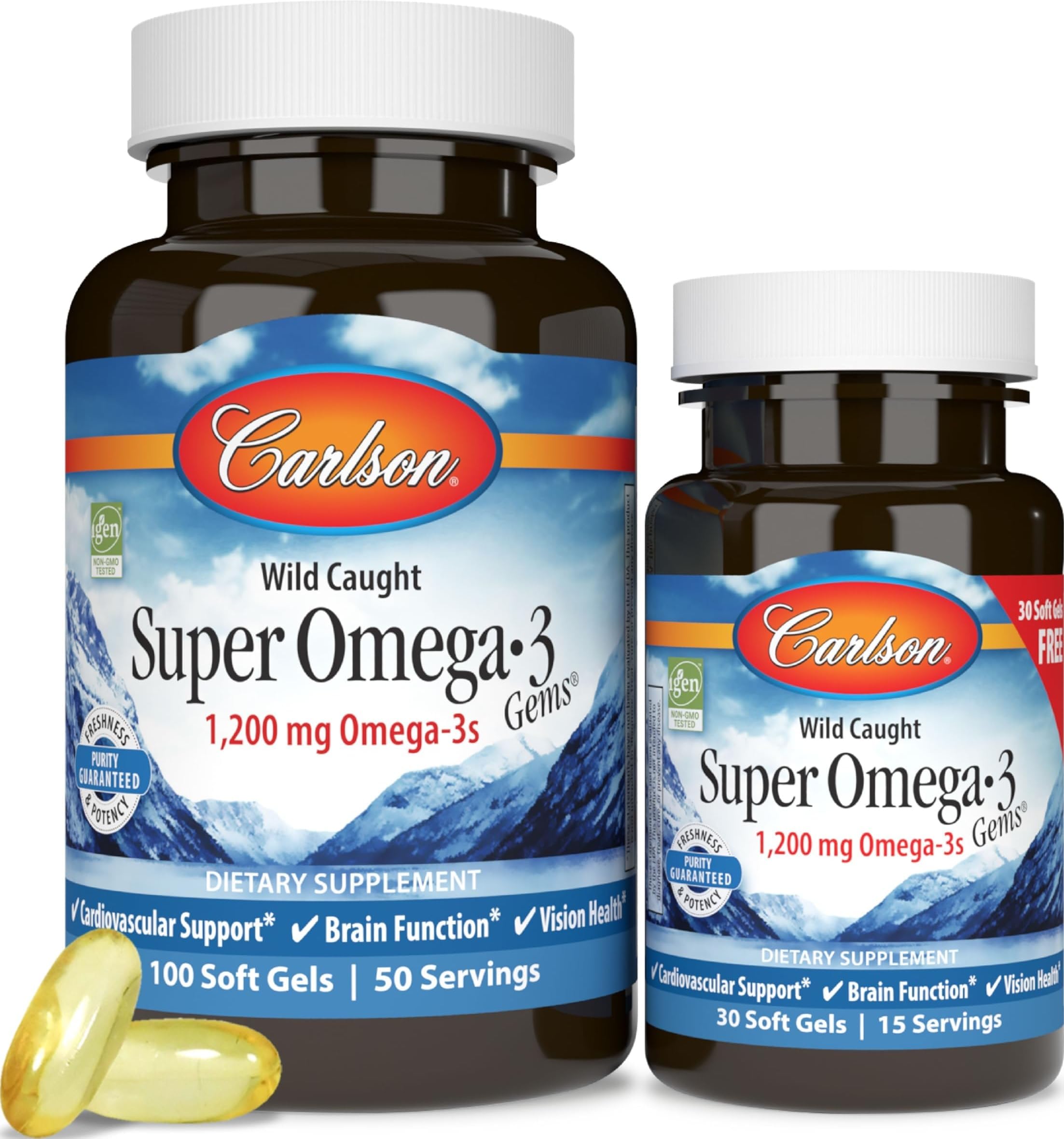 Super Omega-3 Gems, 1200 mg, Omega-3s, 100 + 30 Softgels