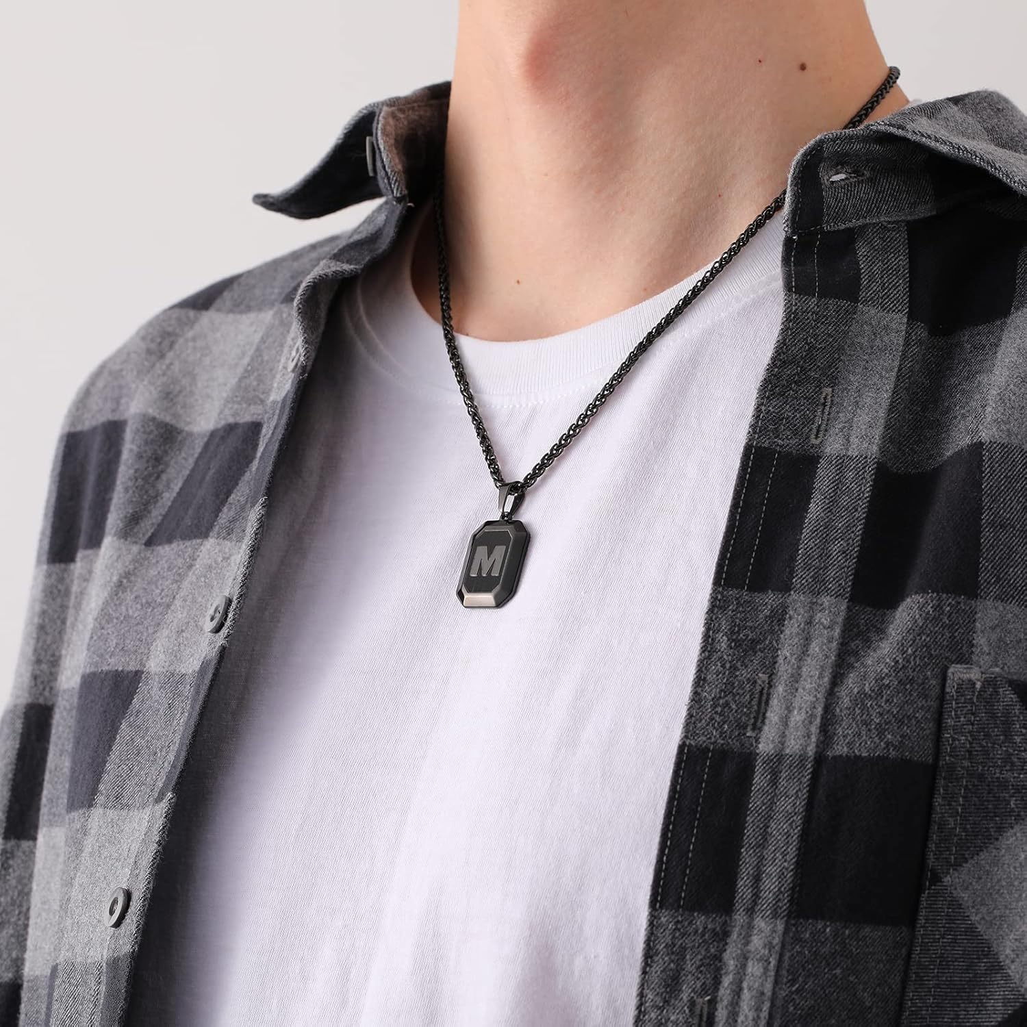 Bellino Easter Basket Stuffers - Initial A-Z Letter Necklace for Men Boys Kids Teen, Stainless Steel American Flag Dog Tag Pendent Chain Jewelry Christmas Gifts for Men Kids Teens - 24Inches - Image 2